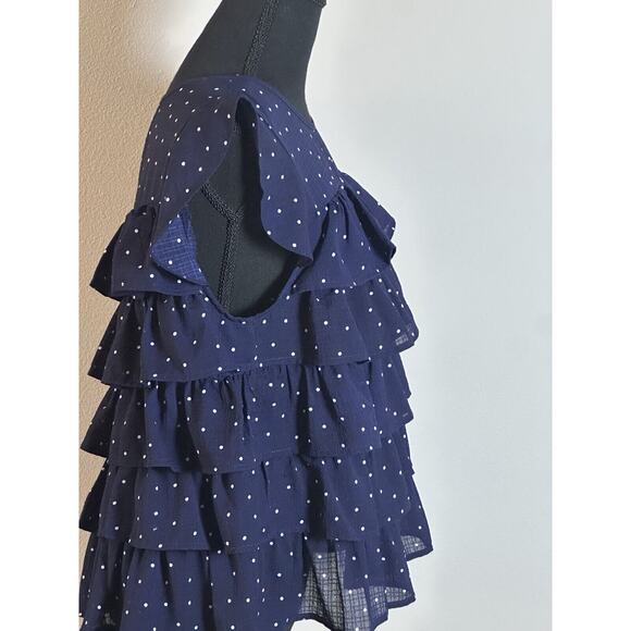 Women's Sleeveless Polka Dot Ruffle Top Summer Polka Dot Top Size Small - Picture 9 of 16